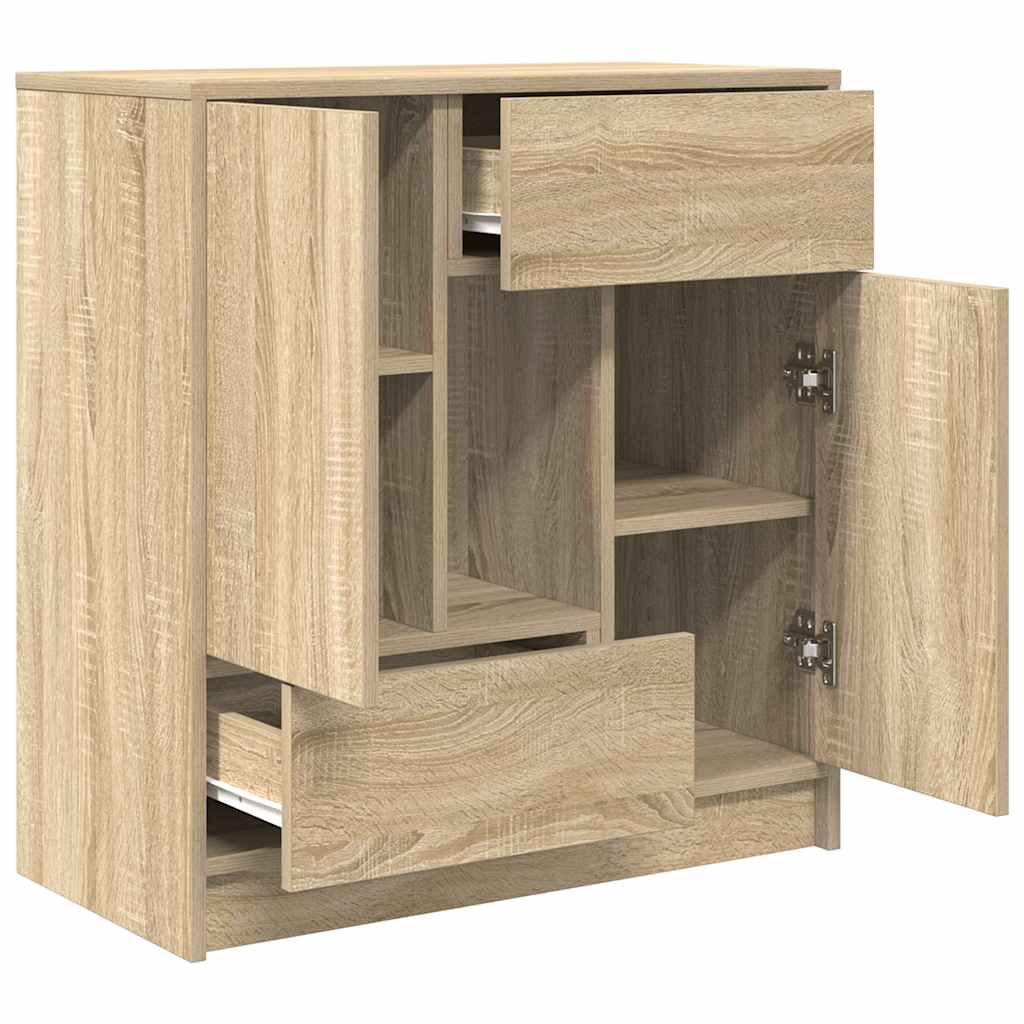 Sideboard with Drawers and Doors Sonoma Oak 70.5x34x74.5 cm